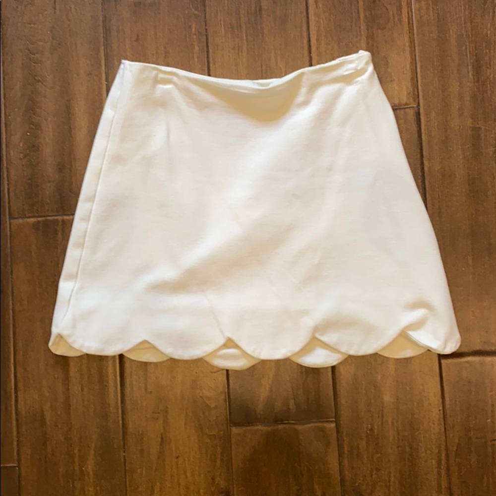 Aqua Scalloped Edge Mini Skirt